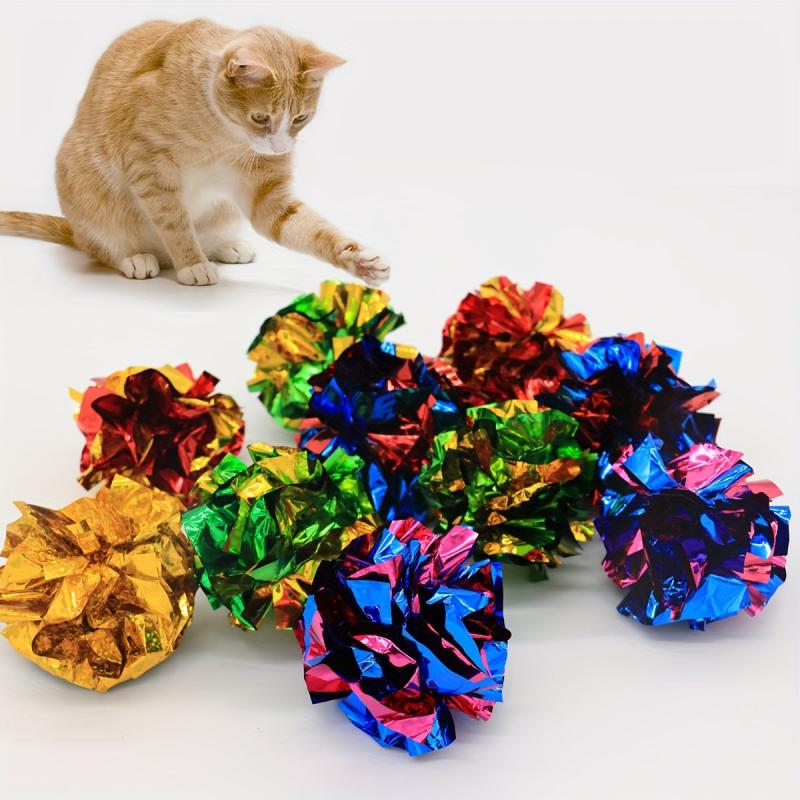 10pcs Random Crinkle Balls Cat Toys For Amusement
