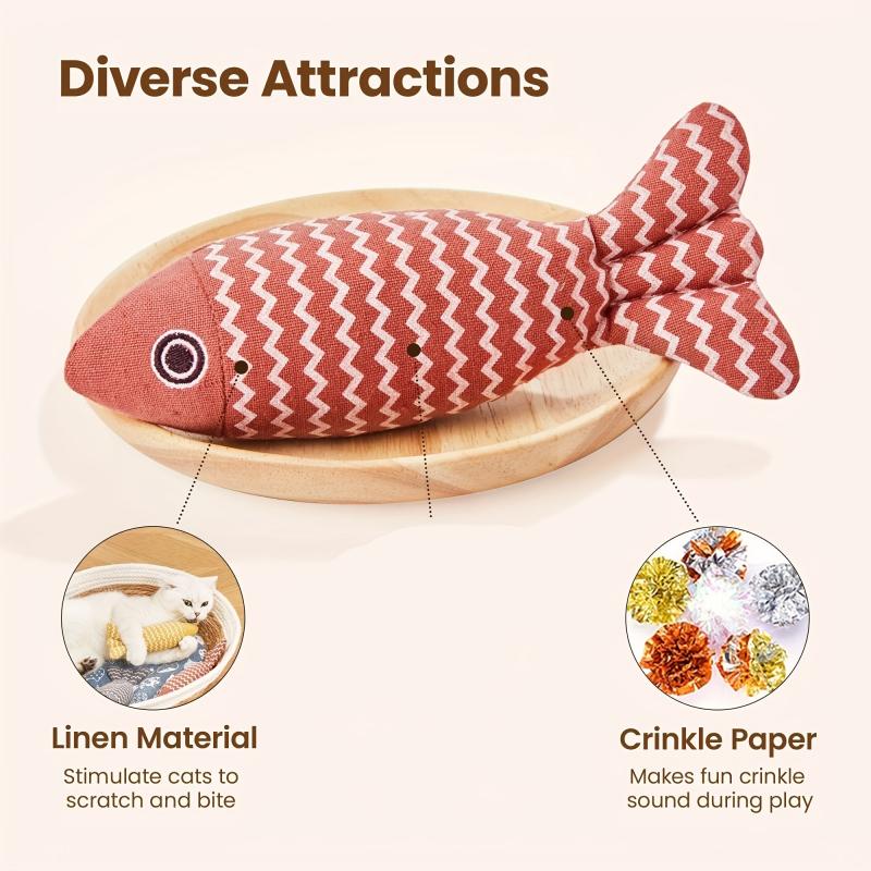 Fish Cat Toy Crinkle Sound Bite Resistant Pet Toy Interactive
