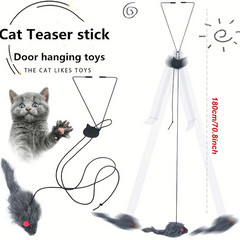 Plush Cat Toys Exercise Catcher Retractable Interactive Cat Teaser Hanging Toy