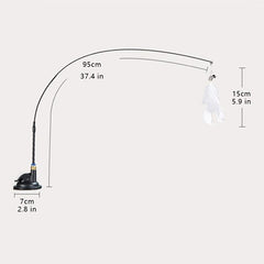 Cat Teasing Stick Suction Cup Steel Wire Long Rod Feather Cat Teaser Stick
