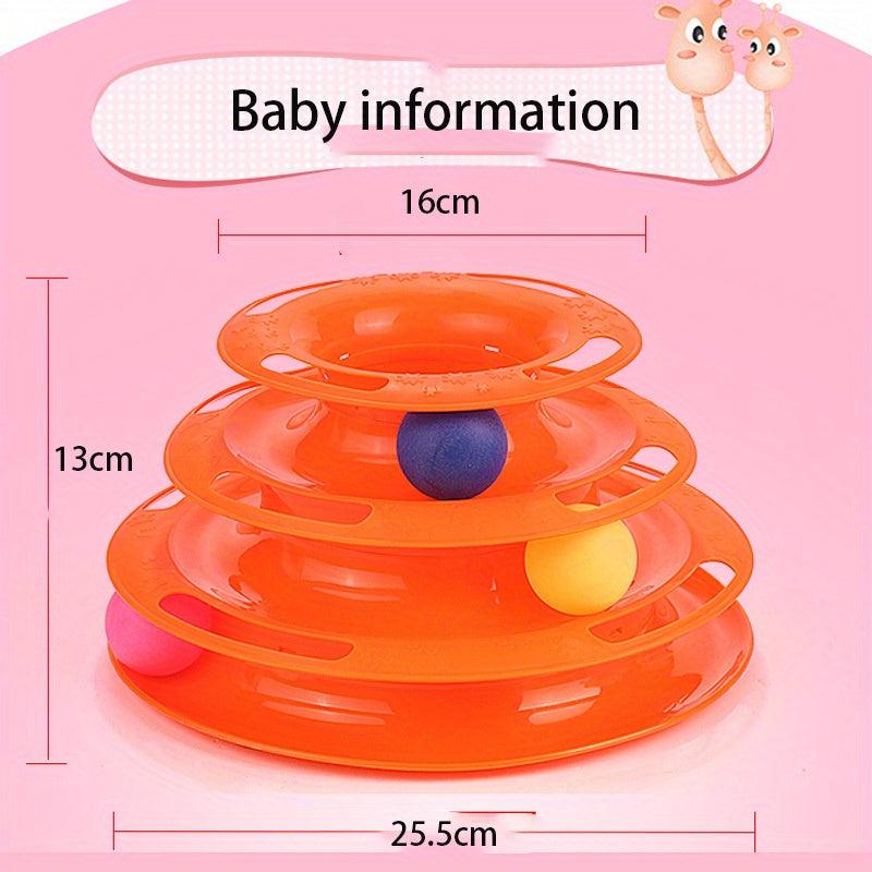 Three Tiered Cat Roulette Toy With Balls for Indoor Playing