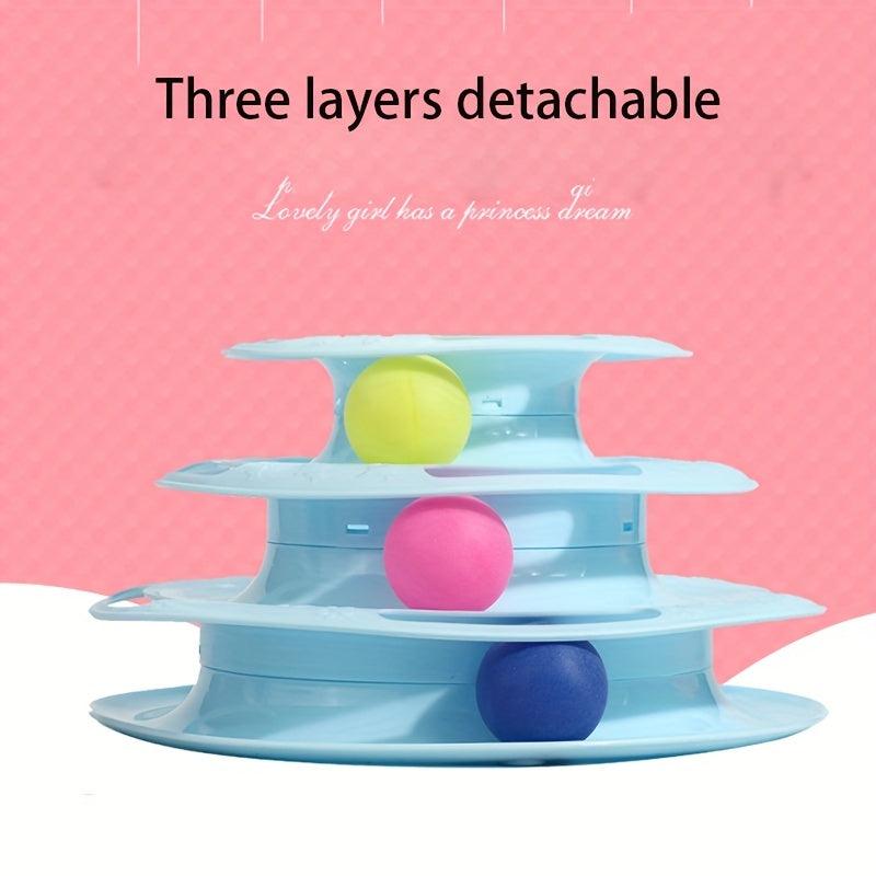 Three Tiered Cat Roulette Toy With Balls for Indoor Playing