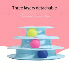 Three Tiered Cat Roulette Toy With Balls for Indoor Playing
