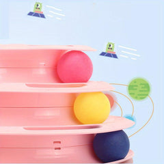 Three Tiered Cat Roulette Toy With Balls for Indoor Playing