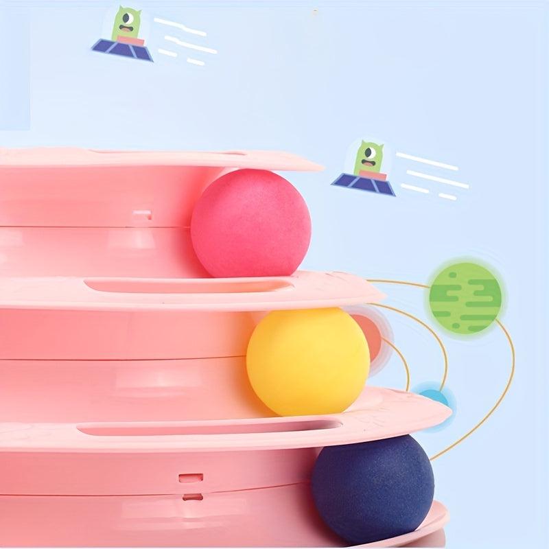 Three Tiered Cat Roulette Toy With Balls for Indoor Playing