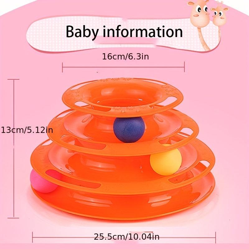 Three Tiered Cat Roulette Toy With Balls for Indoor Playing