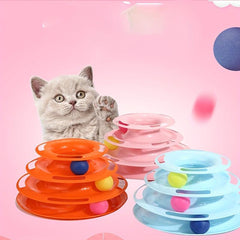 Three Tiered Cat Roulette Toy With Balls for Indoor Playing