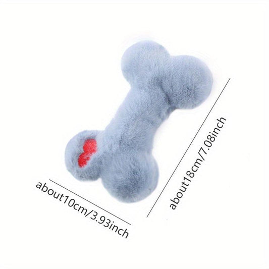 Heart Graphic Bone Pet Grinding Teeth Squeaky Plush Toy