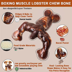 Indestructible Dog Chew Toy Bacon Flavored Tough Bone Durable Toy