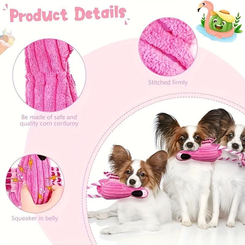 Dog Plush Toys Flamingo Squeaky Teething Stuffed Chew Toys for Small Large Dogs