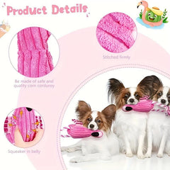 Dog Plush Toys Flamingo Squeaky Teething Stuffed Chew Toys for Small Large Dogs