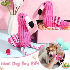 Dog Plush Toys Flamingo Squeaky Teething Stuffed Chew Toys for Small Large Dogs