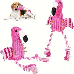Dog Plush Toys Flamingo Squeaky Teething Stuffed Chew Toys for Small Large Dogs