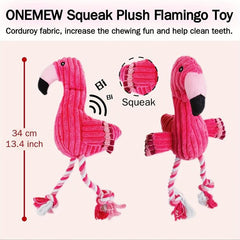 Dog Plush Toys Flamingo Squeaky Teething Stuffed Chew Toys for Small Large Dogs