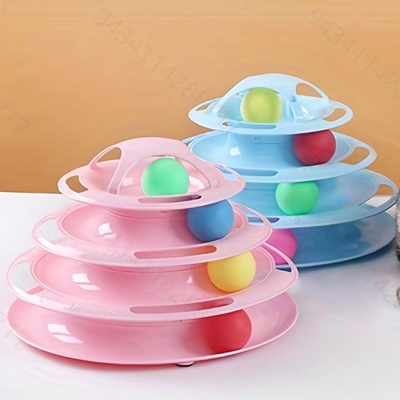 Cat 4 Layer Turntable Toy Interactive Track Tower