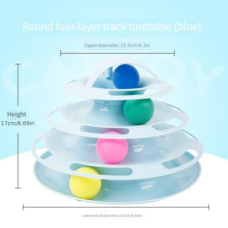 Cat 4 Layer Turntable Toy Interactive Track Tower