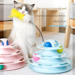 Cat 4 Layer Turntable Toy Interactive Track Tower