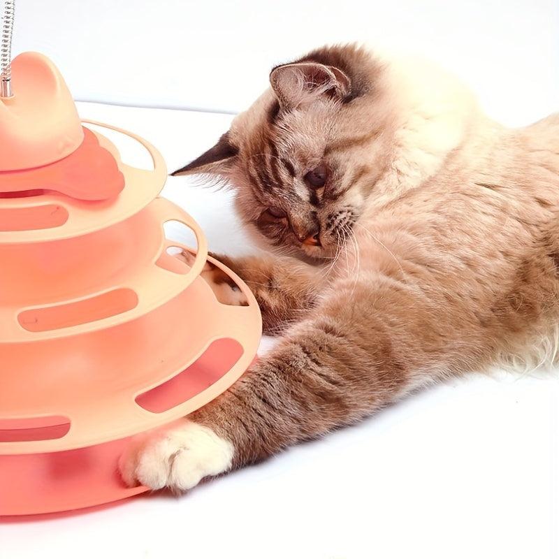 Cat Four Layer Turntable Toy Educational Play Track Tower Cat Teaser Toy