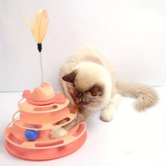 Cat Four Layer Turntable Toy Educational Play Track Tower Cat Teaser Toy