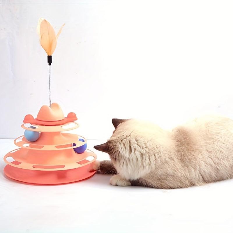 Cat Four Layer Turntable Toy Educational Play Track Tower Cat Teaser Toy