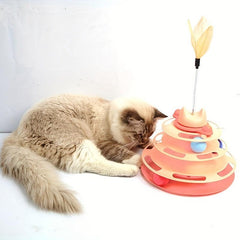 Cat Four Layer Turntable Toy Educational Play Track Tower Cat Teaser Toy