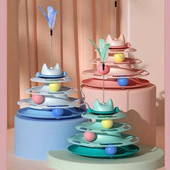 Cat Four Layer Turntable Toy Educational Play Track Tower Cat Teaser Toy