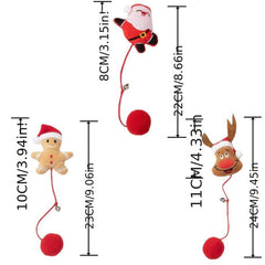 Christmas Plush Cat Toy Teaser Stick Cartoon Decor Bell Teeth Cleaning Toy