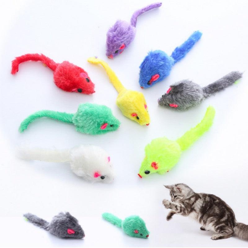 10pcs Plush Mouse Cat Toy Mice Random Assorted Colors