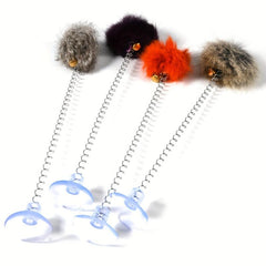 Interactive Plush Cat Spring Wand Kitten Toy Ball Bell Pet Supplies