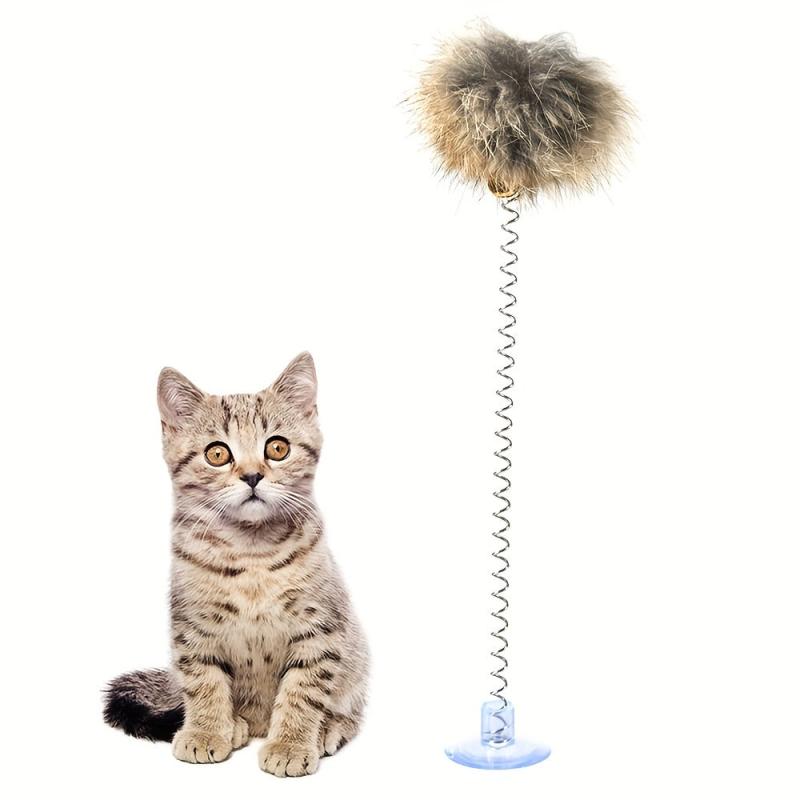 Interactive Plush Cat Spring Wand Kitten Toy Ball Bell Pet Supplies