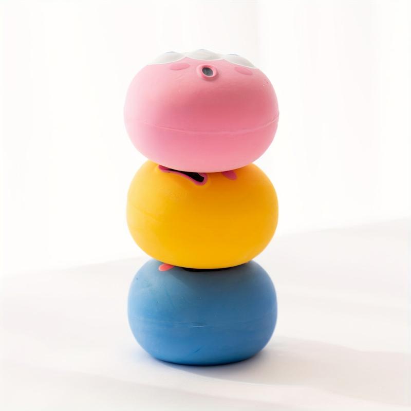 Durable Rubber Ball Toy For Dogs Cartoon Teeth Grinding Interactive Play