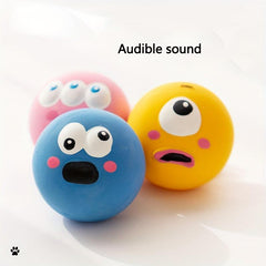 Durable Rubber Ball Toy For Dogs Cartoon Teeth Grinding Interactive Play