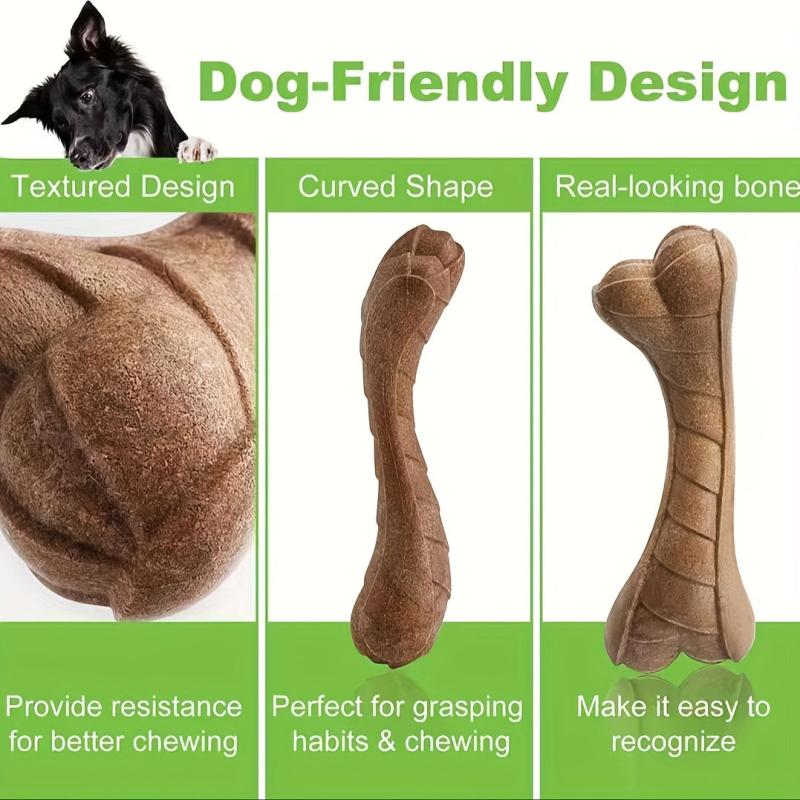 Dog Durable Chew Toy Bone Shaped Interactive Play Beef Flavor Toy