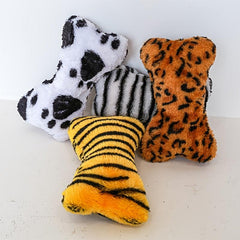 Squeaky Plush Leopard Print Bone Toy for Dogs Multicolor Pet Toy
