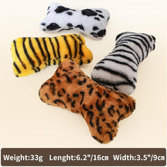 Squeaky Plush Leopard Print Bone Toy for Dogs Multicolor Pet Toy