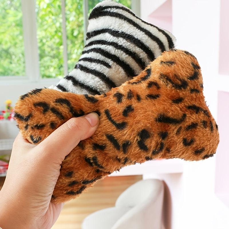 Squeaky Plush Leopard Print Bone Toy for Dogs Multicolor Pet Toy