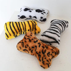 Squeaky Plush Leopard Print Bone Toy for Dogs Multicolor Pet Toy