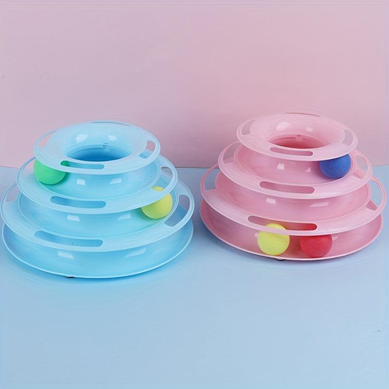 Cat Three Layer Turntable Toy Educational Play Track Tower
