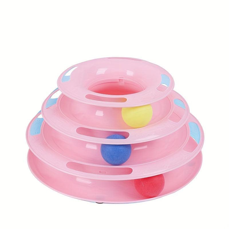Cat Three Layer Turntable Toy Educational Play Track Tower