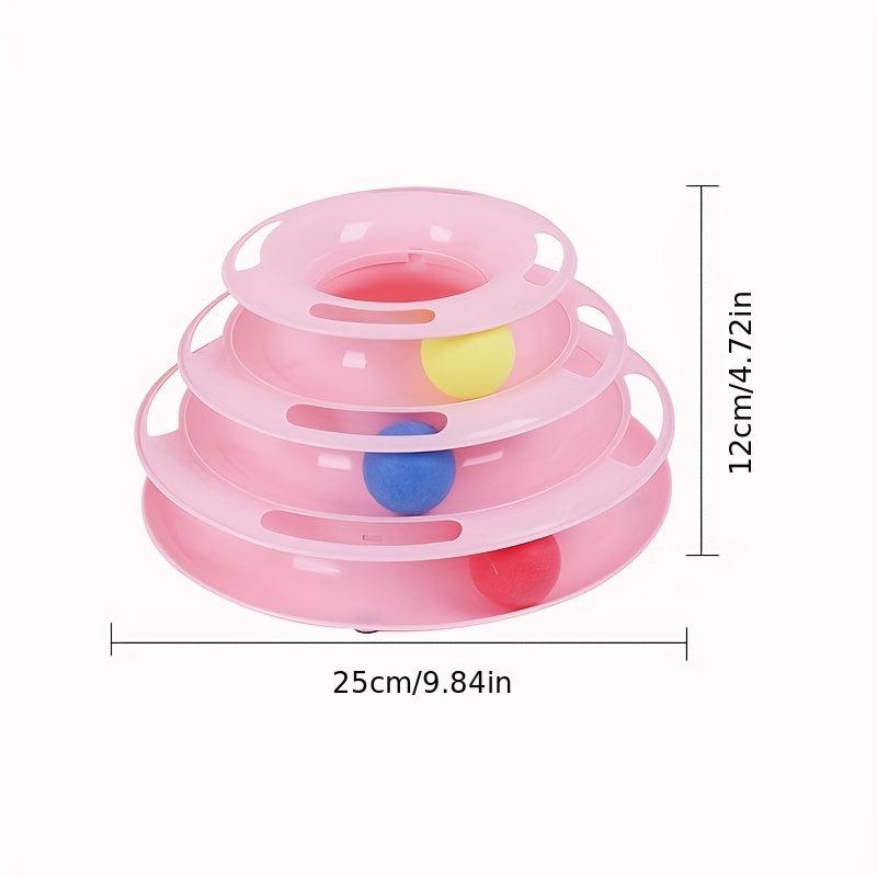 Cat Three Layer Turntable Toy Educational Play Track Tower
