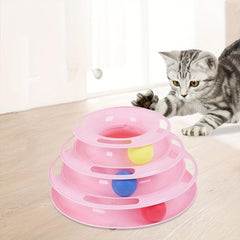 Cat Three Layer Turntable Toy Educational Play Track Tower