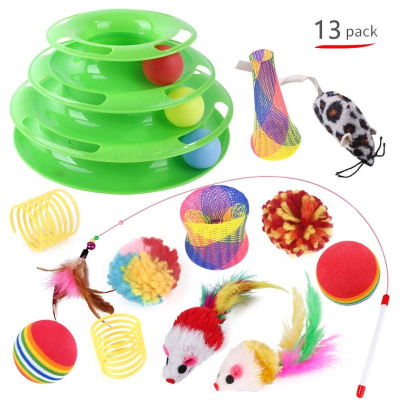 12 14 15 21 28 30PCS Pet Cat Toy Set Fun Stick Bell Ball Supplies