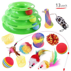 12 14 15 21 28 30PCS Pet Cat Toy Set Fun Stick Bell Ball Supplies