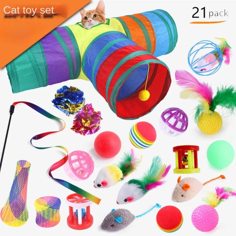 12 14 15 21 28 30PCS Pet Cat Toy Set Fun Stick Bell Ball Supplies