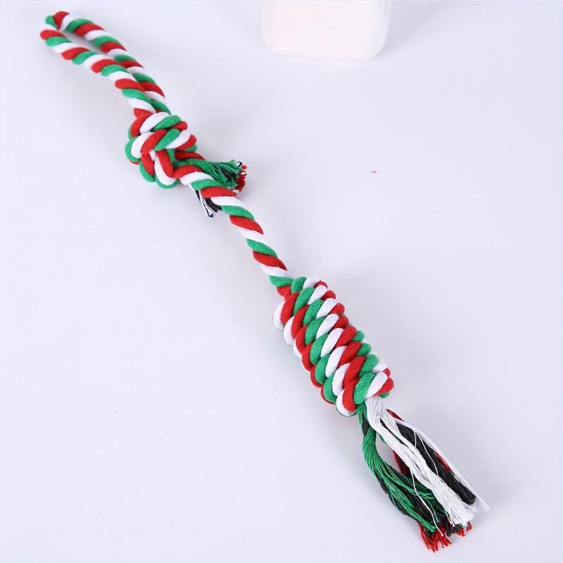 Christmas Teeth Cleaning Braided Rope Knot Pet Toy for Dog and Cat