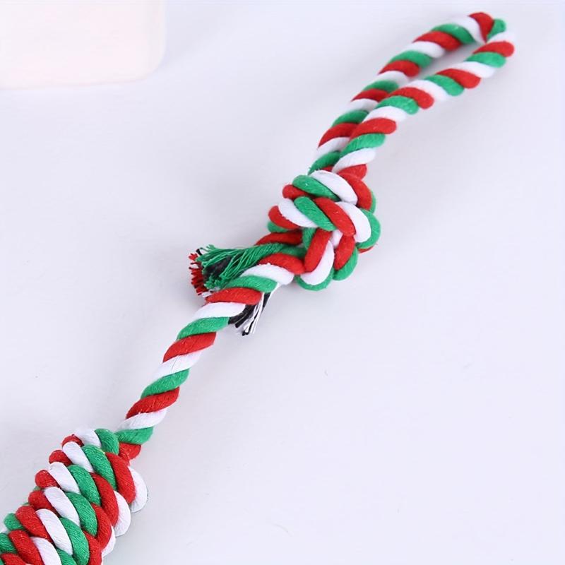 Christmas Teeth Cleaning Braided Rope Knot Pet Toy for Dog and Cat