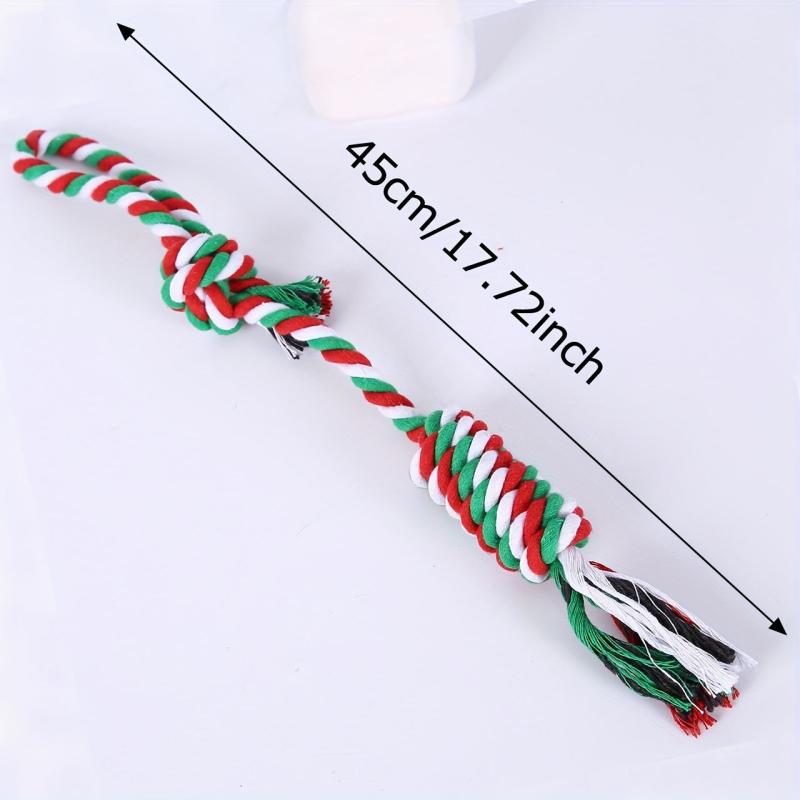 Christmas Teeth Cleaning Braided Rope Knot Pet Toy for Dog and Cat