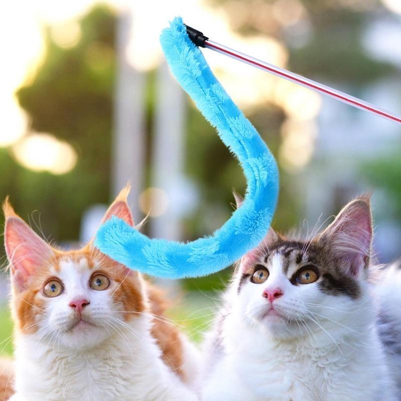 Interactive Cat Feather Wand Toy Plush Doll Fishing Pole