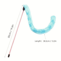 Interactive Cat Feather Wand Toy Plush Doll Fishing Pole