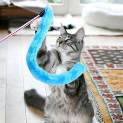 Interactive Cat Feather Wand Toy Plush Doll Fishing Pole